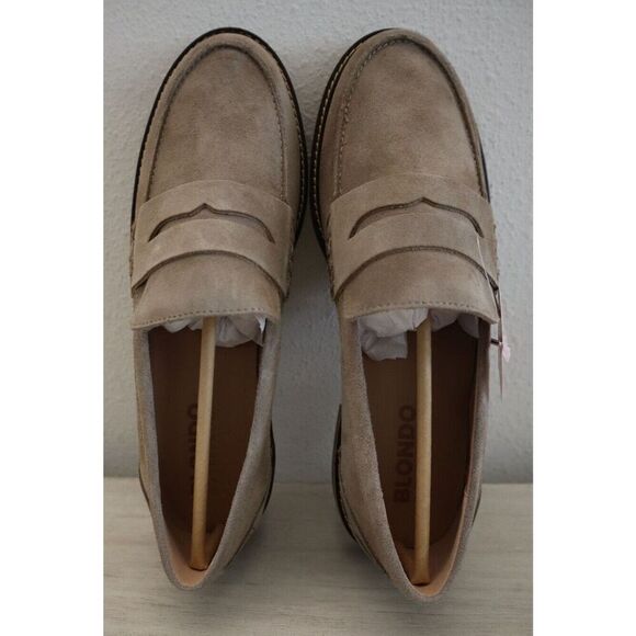 Blondo PENN01SD-275 Women's Sz 8.5M Taupe Suede Penny Waterproof Loafers - Picture 2 of 9